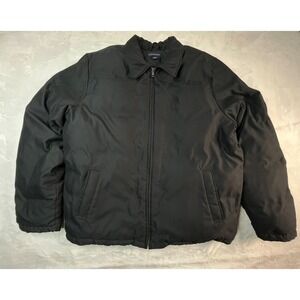 LANDS' END Mens L / Tall  (42-44) Jacket Black Goose Down Feathers Insulated
